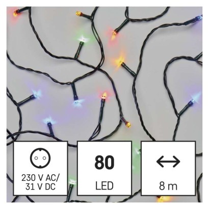 LED Weihnachtliche Lichterkette, 8 m, Außen/Innen, Multicolor, Programme,  Timer