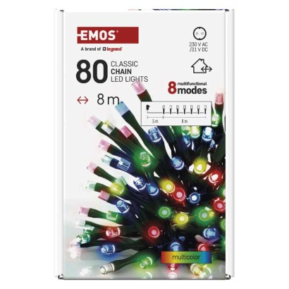 LED Weihnachtliche Lichterkette, 8 m, Außen/Innen, Multicolor, Programme,  Timer
