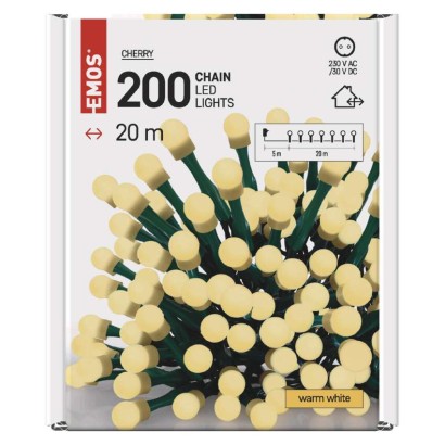 LED Weihnachtslichterkette Cherry – Kugeln, 20 m, Außen und Innen, warmweiß, Timer