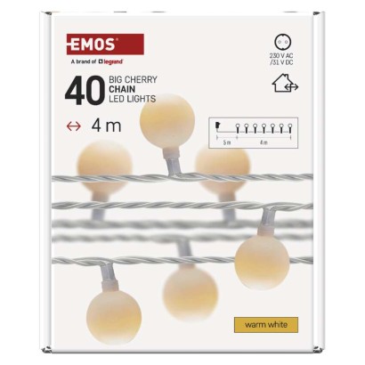 LED Weihnachtslichterkette Cherry – 2,5 cm, 4 m, Außen und Innen, warmweiß, Timer