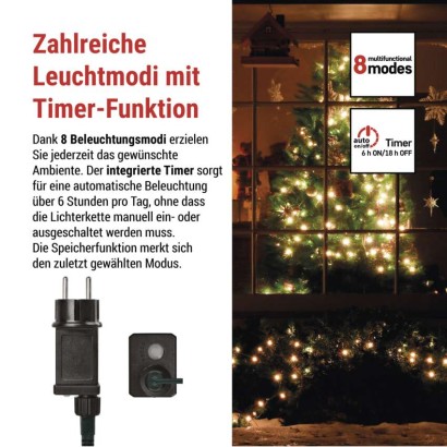 LED Weihnachtslichterkette Cherry – Kugeln, 20 m, Außen und Innen,warmweiß,Programme,Timer