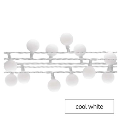 LED Weihnachtslichterkette Cherry – Kugeln 2,5 cm, 4 m, Außen und Innen, kaltweiß, Timer
