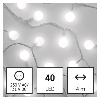 LED Weihnachtslichterkette Cherry – Kugeln 2,5 cm, 4 m, Außen und Innen, kaltweiß, Timer