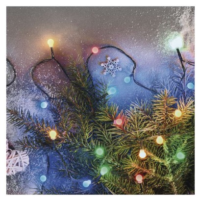 LED vánoční cherry řetěz – kuličky, 8 m, venkovní i vnitřní, multicolor, programy