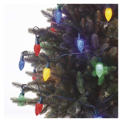 LED Ziemassvēku. virt. – krāsaini čiekuri, 9,8 m, liet. ārā un iekšt., daudzkr., 8 režīmi
