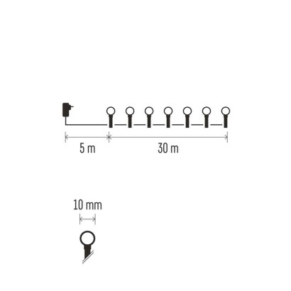 LED vánoční cherry řetěz – kuličky, 30 m, venkovní i vnitřní, multicolor, programy,časovač