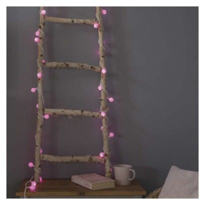 LED Cherry Lichterkette – Kugeln 2,5 cm, 4 m, Außen und Innen, rosa, Timer