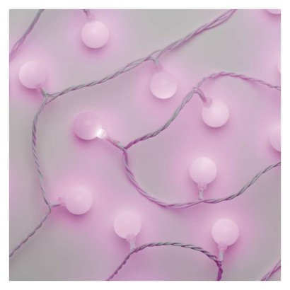 LED Cherry Lichterkette – Kugeln 2,5 cm, 4 m, Außen und Innen, rosa, Timer