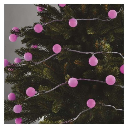 LED Cherry Lichterkette – Kugeln 2,5 cm, 4 m, Außen und Innen, rosa, Timer