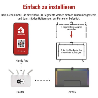 GoSmart Ambient LED RGB Beleuchtung für TV 65“ (164 cm)