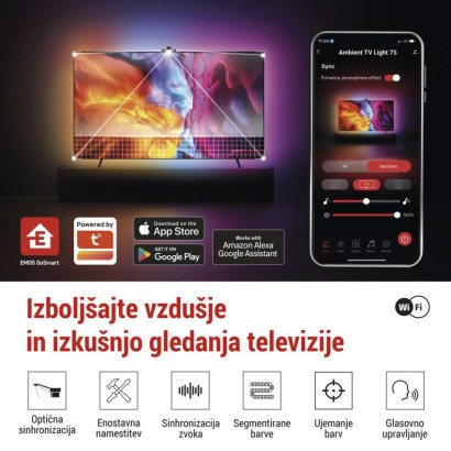 GoSmart Ambientna LED RGB osvetlitev za TV 75“ (189 cm)