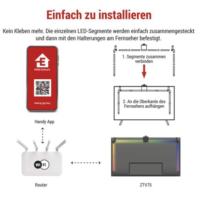 GoSmart Ambient LED RGB Beleuchtung für TV 75“ (189 cm)