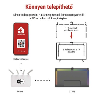 GoSmart Ambient LED RGB világítás TV-hez 75“ (189 cm)