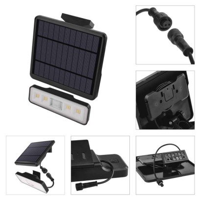 Solární LED reflektor SUNNO s pohybovým čidlem, černý, neutrální bílá