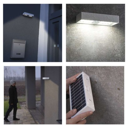 Solární LED svítidlo BRIXO s pohybovým čidlem, bílé, neutrální bílá