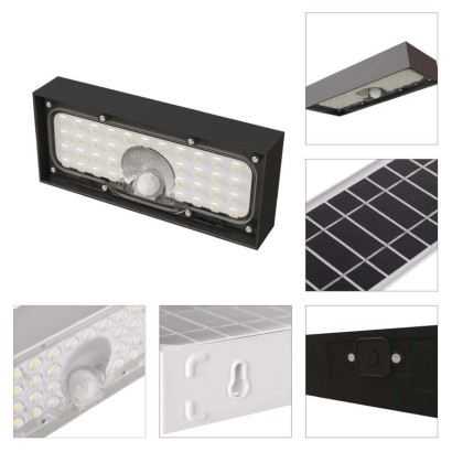 Solární LED svítidlo BRIXO s pohybovým čidlem, černé, neutrální bílá