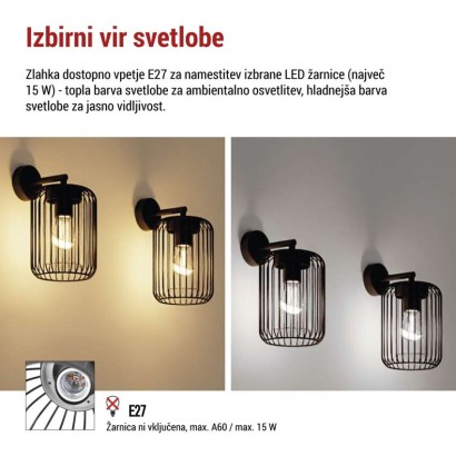Vrtna stenska svetilka SALVIA, 20,8 x 16 x 28,5 cm, 1 x E27, 15 W