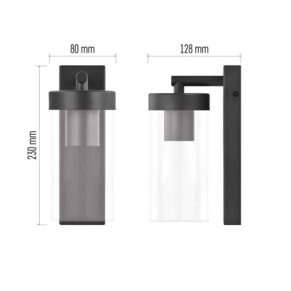 Garten-Wandleuchte ZALA,  12,8 × 8,0 × 23,0 cm, 1 × E27, 15 W