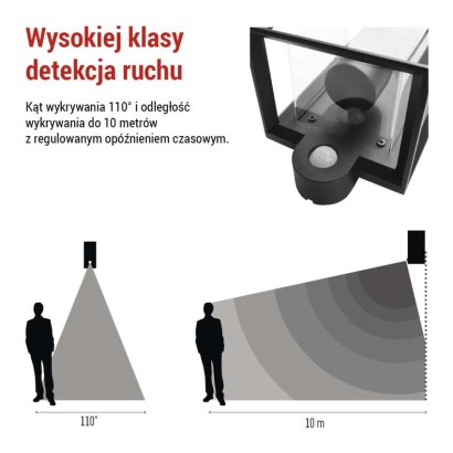 Lampa naścienna Garden MALVA, na żarówkę E27 max 15W, IP44, PIR