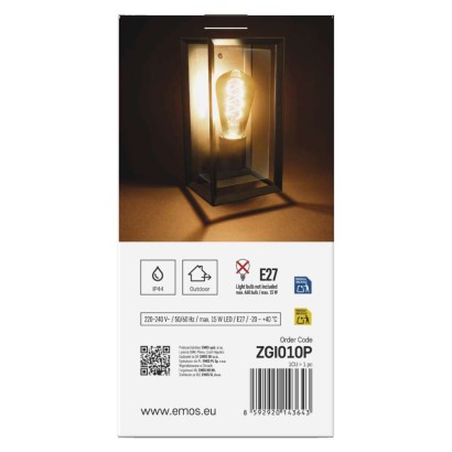 Garten-Wandleuchte TILLIA, 12,8 x 11 x 27 cm, 1 x E27, 15 W