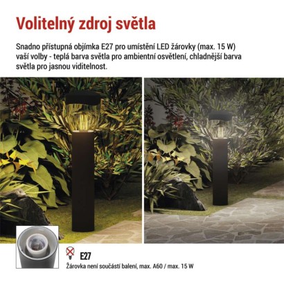 Zahradní sloupkové svítidlo ARTEO, 12 x 12 x 50 cm, 1 x E27, 15 W