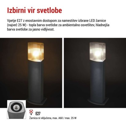 Vrtna stoječa svetilka LANA, 15,3 x 13,3 x 45 cm, 1 x E27, 25 W