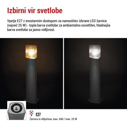 Vrtna stoječa svetilka LANA, 15,4 x 13,3 x 75 cm, 1 x E27, 25 W