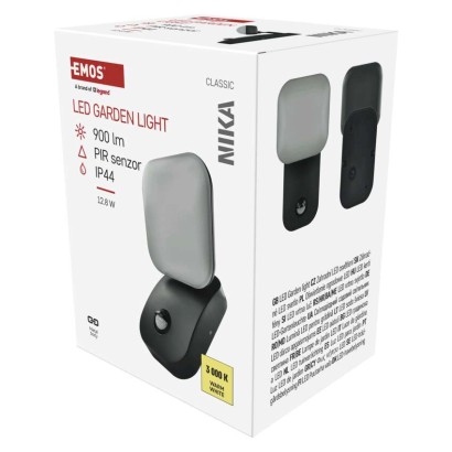 LED záhradné nástenné svietidlo NIKA, senzor súmraku, 12 x 12 x 20 cm, 12,8 W, teplá biela