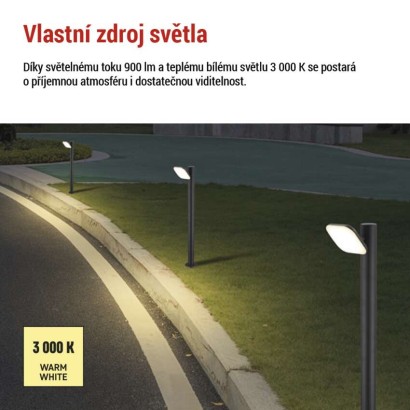 LED zahradní sloupkové svítidlo NIKA, 12 x 12 x 50 cm, 12,5 W, teplá bílá