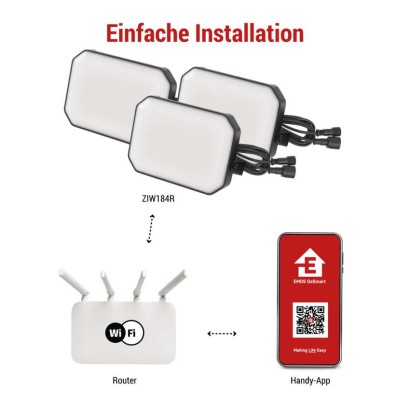 GoSmart LED-Außenstrahler, Starter-Set, 3-teilig, 14 W, RGBIC dimmbar, WiFi