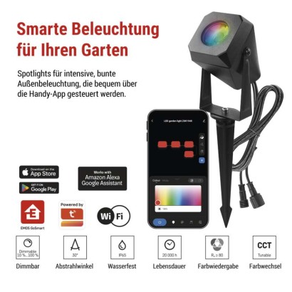 GoSmart LED-Außenstrahler, Erweiterungsset, 1 Stück, 1,5 W, RGBIC dimmbar, WiFi