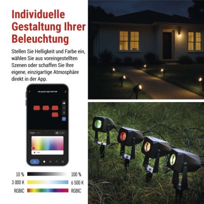 GoSmart LED-Außenstrahler, Erweiterungsset, 1 Stück, 1,5 W, RGBIC dimmbar, WiFi