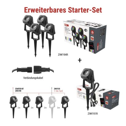GoSmart LED-Außenstrahler, Erweiterungsset, 1 Stück, 1,5 W, RGBIC dimmbar, WiFi