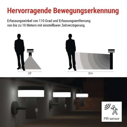 LED Solar-Garten-Wandleuchte TERION mit Dämmerungssensor, 12,5 x 14,7 x 14,6 cm