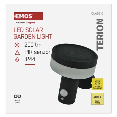 Vrtna LED stenska svetilka TERION s PIR senzorjem, 12,5 x 14,7 x 14,6 cm