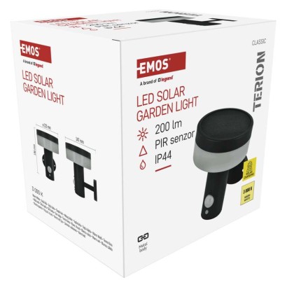 Vrtna LED stenska svetilka TERION s PIR senzorjem, 12,5 x 14,7 x 14,6 cm