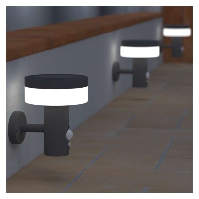 Vrtna LED stenska svetilka TERION s PIR senzorjem, 12,5 x 14,7 x 14,6 cm
