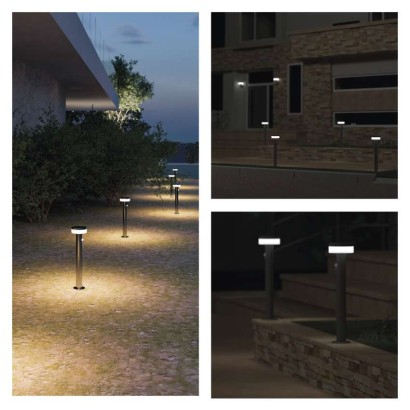 LED záhradné solárne stĺpikové svietidlo TERION, senzor súmraku, 12,5 x 12,5 x 50 cm