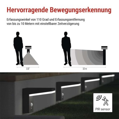 LED Solar-Garten-Wandleuchte VEREA mit Dämmerungssensor, 10,7 x 15,4 x 13 cm
