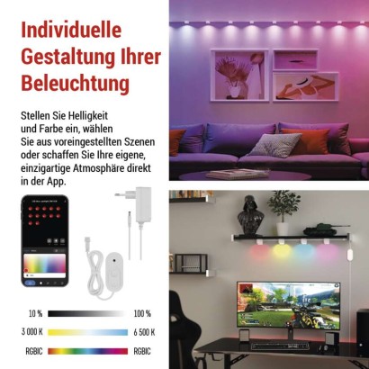 GoSmart LED-Strahler - 255 cm Kette, 12 Teile, 7 W, RGBIC+CCT, dimmbar, WiFi