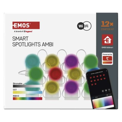 GoSmart LED-Strahler - 255 cm Kette, 12 Teile, 7 W, RGBIC+CCT, dimmbar, WiFi