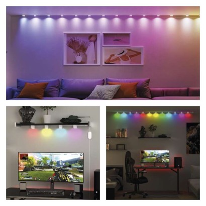 GoSmart LED-Strahler - 255 cm Kette, 12 Teile, 7 W, RGBIC+CCT, dimmbar, WiFi