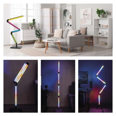 GoSmart LED Stehlampe, schwarz, 175 cm, warmweiß / RGBIC WiFi
