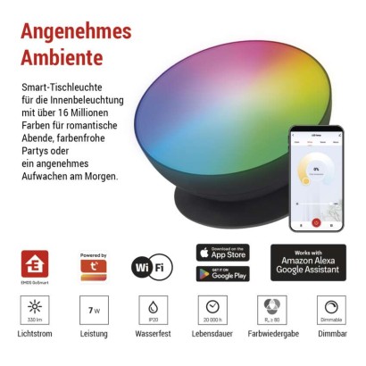 GoSmart LED Ambientelampe, schwarz, warmweiß–kaltweiß/ RGB, WiFi