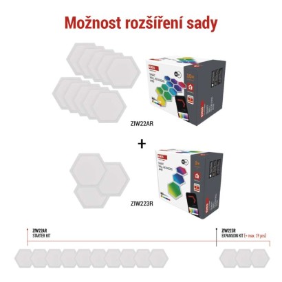 GoSmart LED svítidlo Hexagon, rozšiřující sada, 3 díly, 1,8 W, RGBIC stmívatelné, WiFi