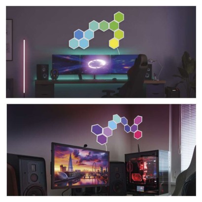 GoSmart LED-Leuchte Hexagon, Erweiterungsset, 3-teilig, 1,8W, RGBIC dimmbar, WiFi