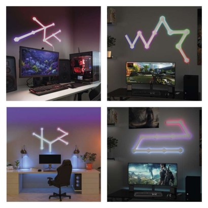 GoSmart LED-Leuchte Lines weiß, 9 Teile, 34 W, RGBIC dimmbar, WiFi