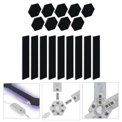 GoSmart LED Leuchte Lines schwarz, 9 Teile, 34 W, RGBIC dimmbar, WiFi