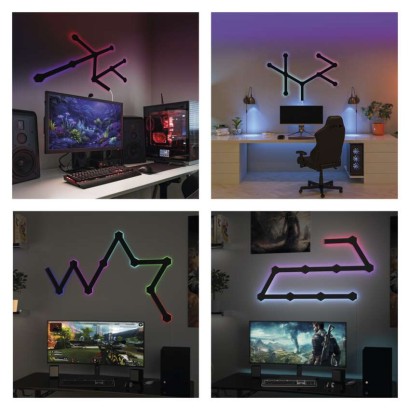 GoSmart LED Leuchte Lines schwarz, 9 Teile, 34 W, RGBIC dimmbar, WiFi
