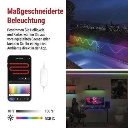 GoSmart Flexible LED-Leiste NEON weiß, 3 m, 23 W, RGBIC dimmbar, WiFi